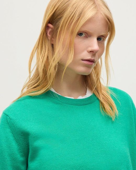 Johnstons Green Lunan Classic Bright Cashmere Crew Jumper