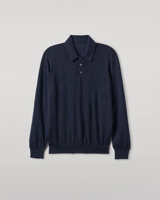 Johnstons Blue Fin Superfine Cashmere Polo Shirt for men