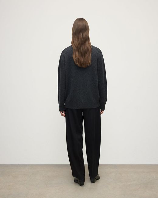 Johnstons Blue Boyfriend-Fit Charcoal Cashmere Cardigan