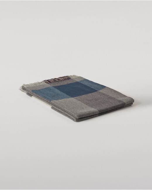 Johnstons Gray Block Border Wool Throw