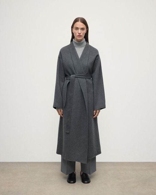 Johnstons White Mid Cashmere Wrap Coat