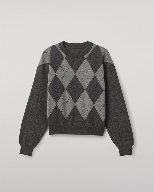 Johnstons White Clan Mid Argyle Cashmere Jumper