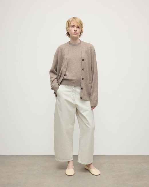 Johnstons White Boyfriend-Fit Cashmere Cardigan