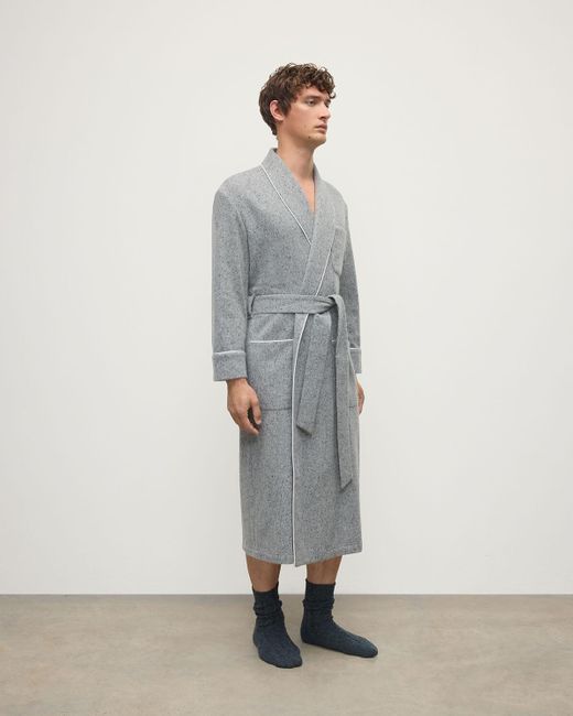 Johnstons Gray Donegal Cashmere Dressing Gown for men