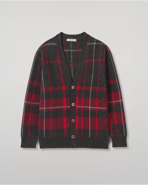 Johnstons Red Mach Brushed Cashmere-Silk Cardigan