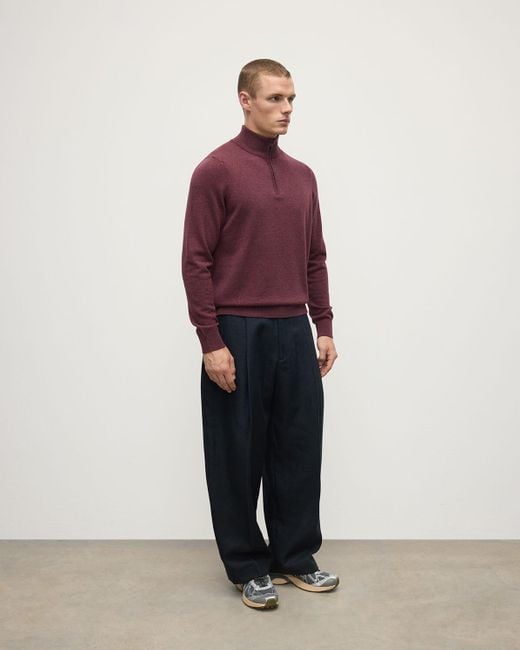 Johnstons Red Cashmere Zip Neck Jumper for men