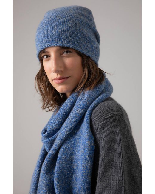 Johnstons Blue Light & Orkney Marl Cashmere Donegal Beanie