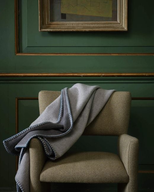 Johnstons Gray Reversible Blanket Stitched Throw