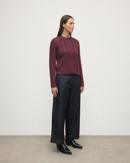 Johnstons Red Aran Cable Cashmere Jumper