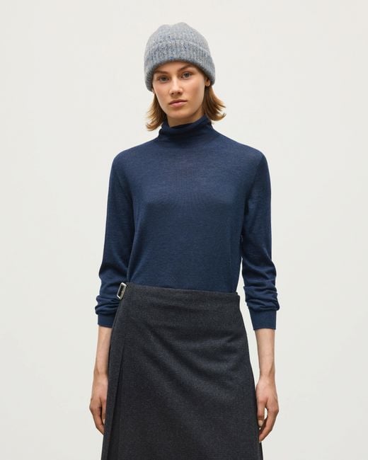 Johnstons Blue Beatrice Funnel Superfine Cashmere Jumper