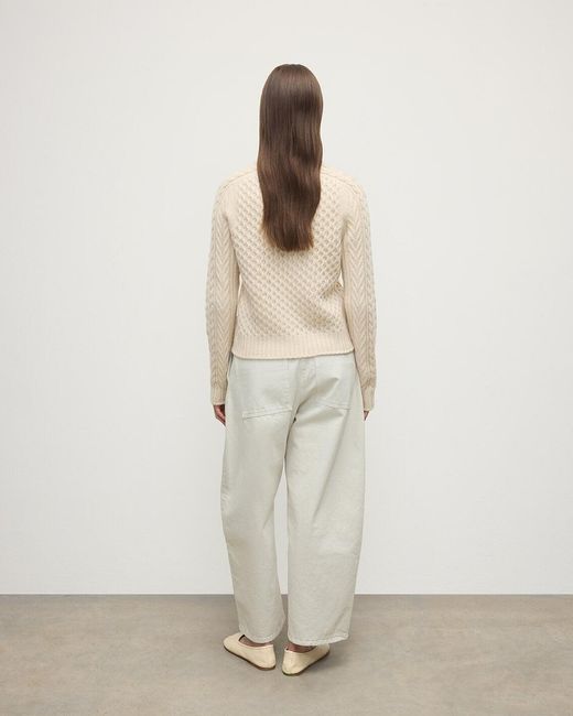 Johnstons White Aran Cable Cashmere Jumper