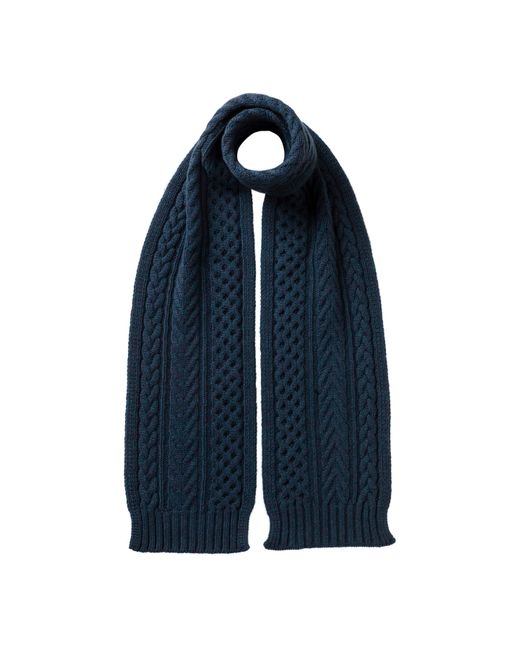 Johnstons Blue Aran Cable Cashmere Scarf