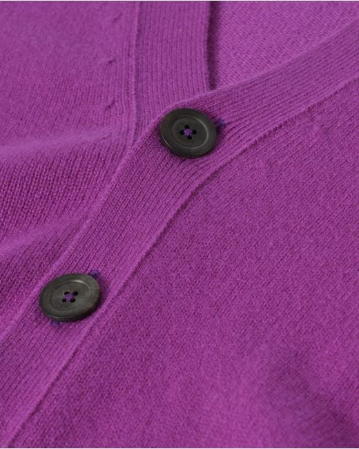 Johnstons Purple Redpath Cashmere Cardigan for men