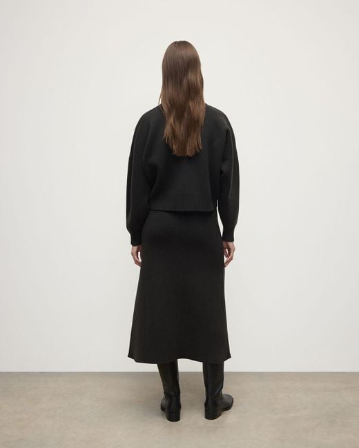 Johnstons Black A-Line Milano Mid Cashmere Skirt