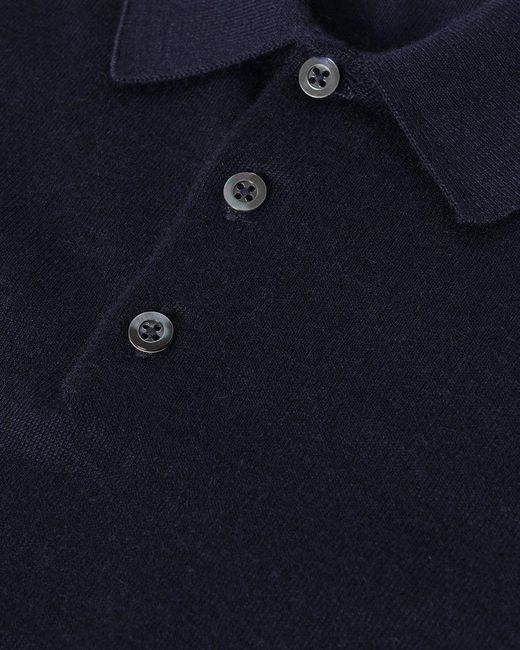 Johnstons Blue Fin Dark Superfine Cashmere Polo Shirt for men