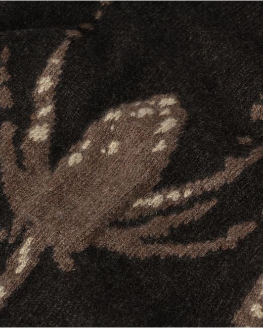 Johnstons Black Wild Thistle Intarsia Dark Cashmere Cardigan
