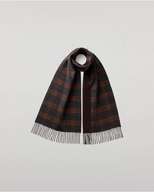 Johnstons Black Reversible Tartan Cashmere Scarf
