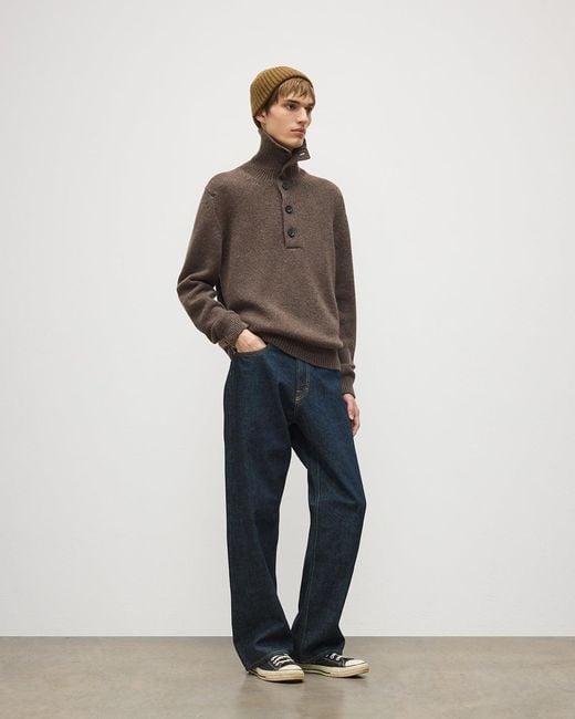 Johnstons Brown Douglas Button Neck Cashmere Jumper