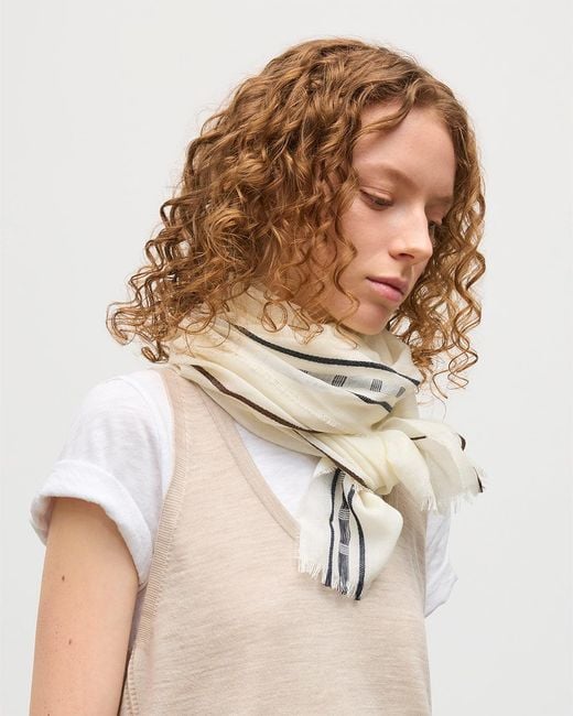 Johnstons White Cyrus Float Edge Scarf