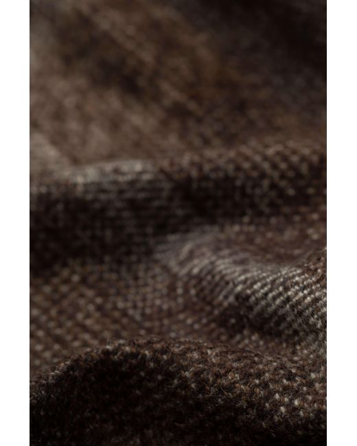 Johnstons Brown Cashmere Silk Blurred Check Scarf