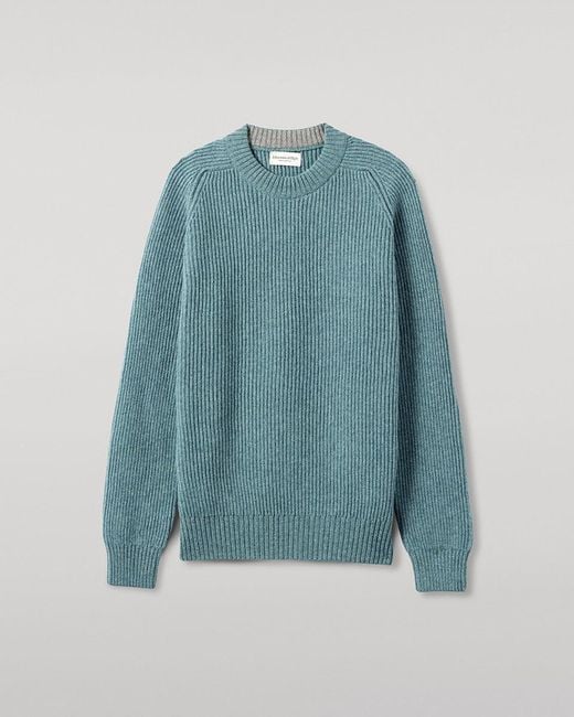 Johnstons Blue Contrast Neck Cashmere Jumper for men