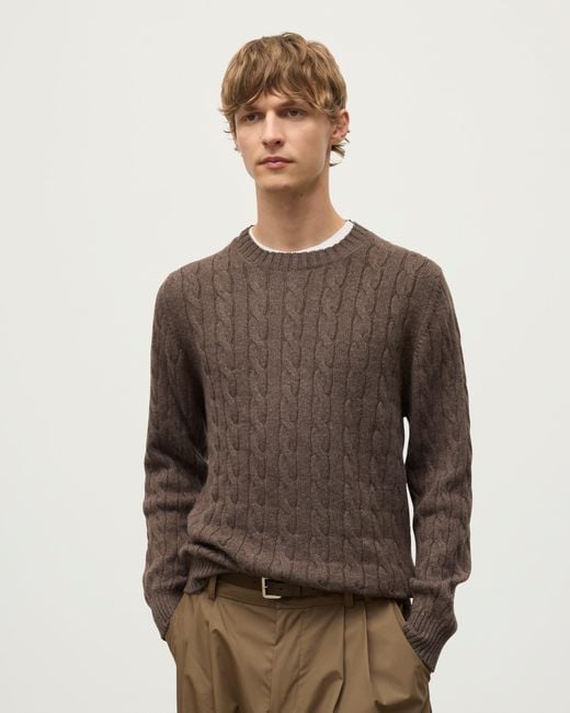 Johnstons Brown Calder Cable Cashmere Jumper
