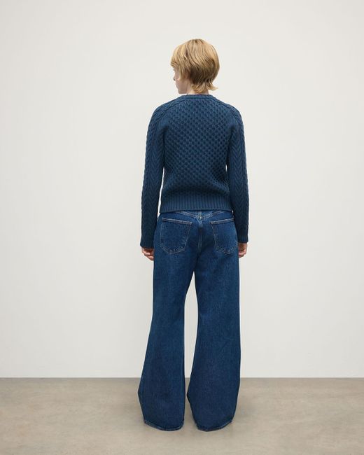 Johnstons Blue Aran Cable Cashmere Jumper