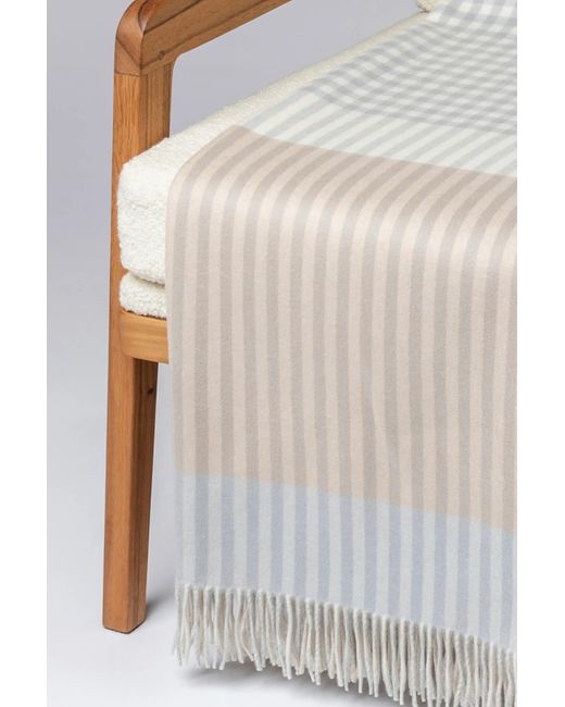 Johnstons White Check Reversible Heron Cashmere Throw
