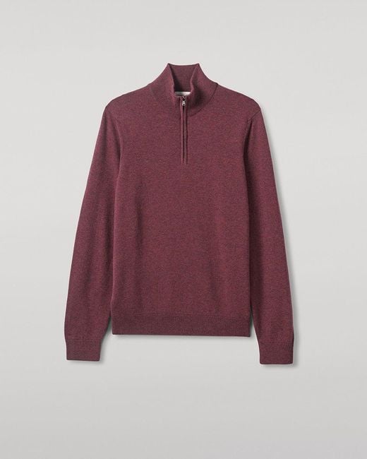 Johnstons Red Cashmere Zip Neck Jumper for men