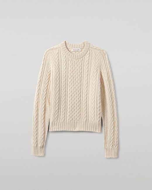 Johnstons White Aran Cable Cashmere Jumper