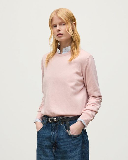 Johnstons Blue Lunan Classic Light Cashmere Crew Jumper