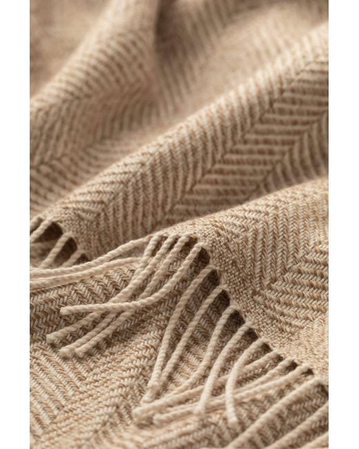 Johnstons Brown Texture Herringbone Merino Throw