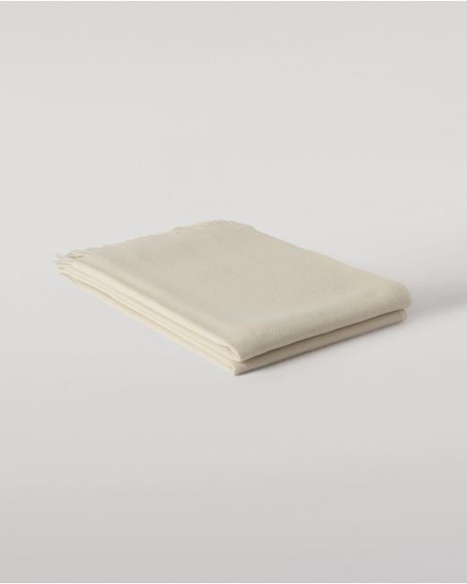 Johnstons White Plain Cashmere Throw