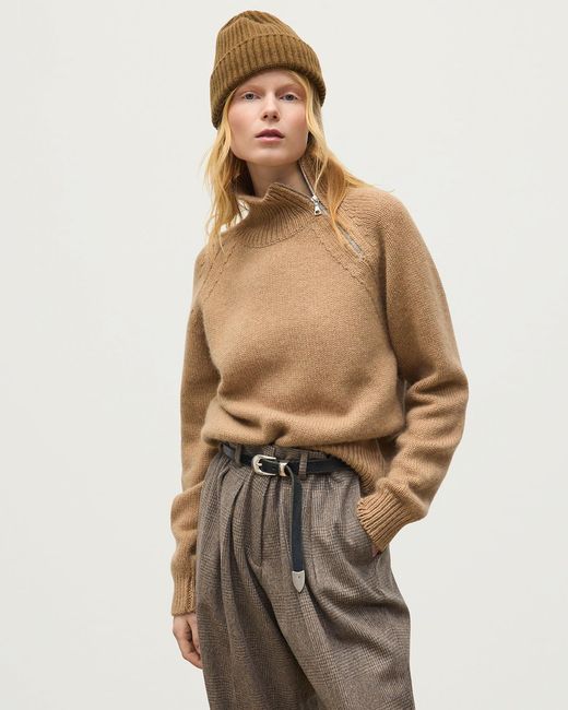 Johnstons White Mellis Camel Marble Cashmere & Cotton Jumper