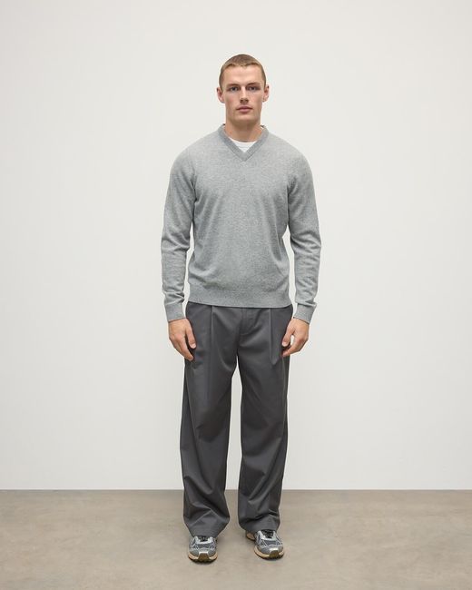 Johnstons Gray Rory Light Classic Cashmere V-Neck Jumper for men
