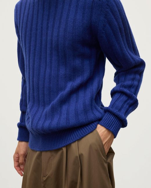 Johnstons Blue Peel Cashmere Jumper for men