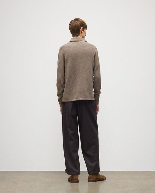 Johnstons White Tweel Cashmere Half Zip Jumper for men