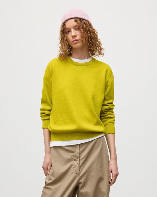 Johnstons Yellow Lunan Classic Crew Jumper