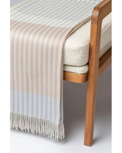 Johnstons White Check Reversible Heron Cashmere Throw