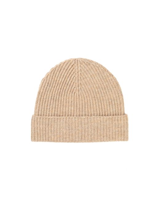 Johnstons Natural Oatmeal Ribbed Cashmere Beanie