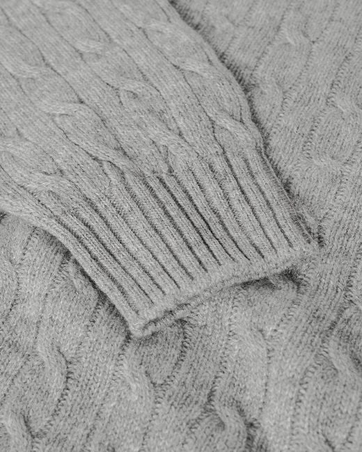 Johnstons Gray Cable Knit Light Cashmere Jumper for men