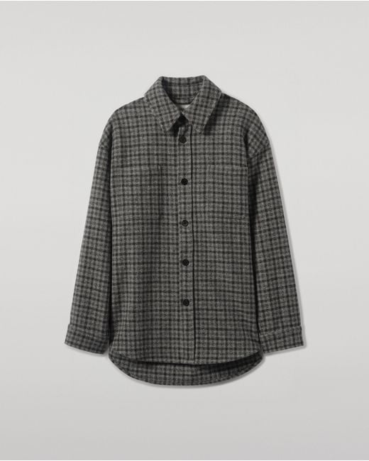 Johnstons Gray Cashmere Wool Blend Overshirt for men