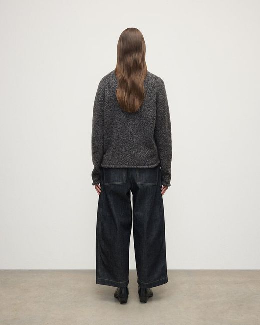 Johnstons Gray Brushed Cashmere-Silk Charcoal Jumper