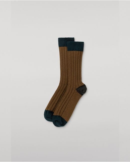 Johnstons White Alexander Colour Block Cashmere Socks L for men