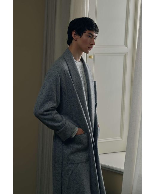 Johnstons Gray Donegal Cashmere Dressing Gown for men