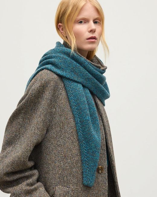 Johnstons Blue Keill Marl Cashmere Triangle