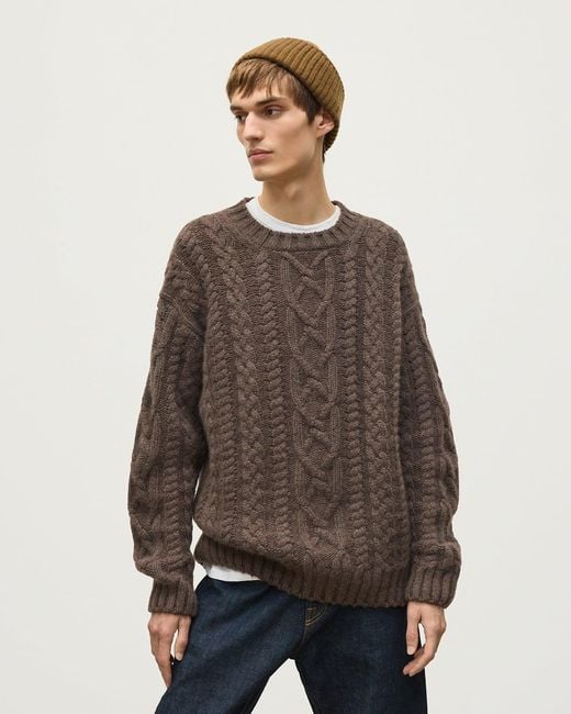 Johnstons Brown Macdonald Aran Cable Cashmere Jumper