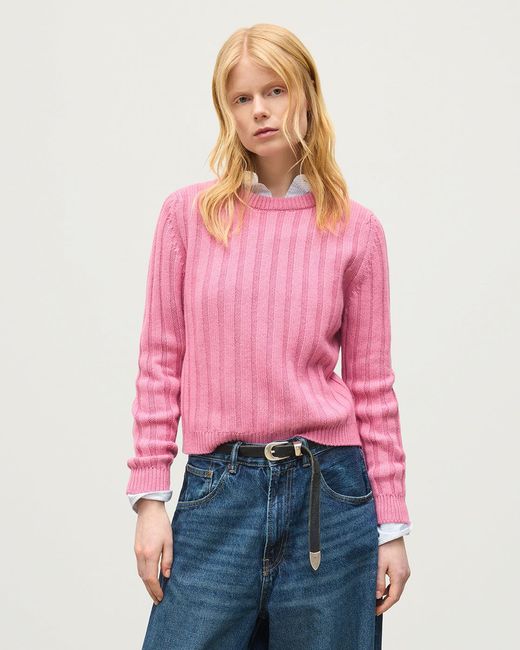 Johnstons Pink Lecht Cashmere Crew Jumper