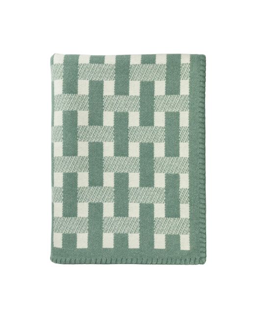 Johnstons Green Blanket Stitched Basketweave Throw