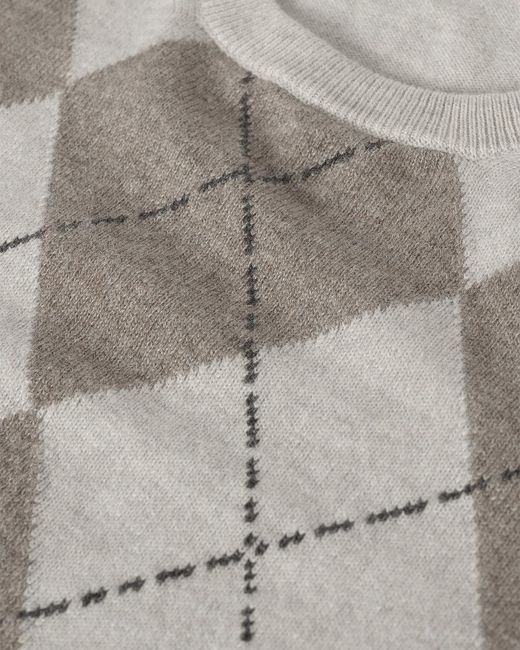 Johnstons White Argyll Cashmere Jumper for men